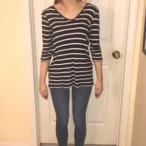 Pink Republic Black and White Striped Top